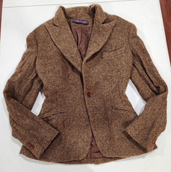 Ralph Lauren Purple Label Collection Cashmere Alpaca Brown Blazer Herringbone - Picture 1 of 11